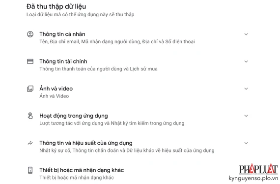 Những dữ liệu Temu thu thập. Ảnh: TIỂU MINH Những dữ liệu Temu thu thập. Ảnh: TIỂU MINH