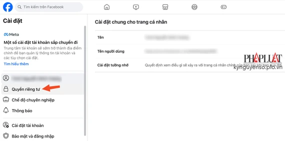 Truy cập vào phần cài đặt quyền riêng tư trên Facebook. Ảnh: MINH HOÀNG Truy cập vào phần cài đặt quyền riêng tư trên Facebook. Ảnh: MINH HOÀNG