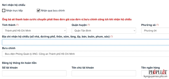 Đăng ký nhận hộ chiếu tại nhà. Ảnh: MINH HOÀNG Đăng ký nhận hộ chiếu tại nhà. Ảnh: MINH HOÀNG