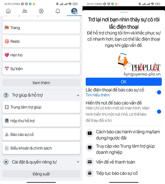 Gửi báo cáo cho Facebook để gỡ hạn chế. Ảnh: TIỂU MINH Gửi báo cáo cho Facebook để gỡ hạn chế. Ảnh: TIỂU MINH