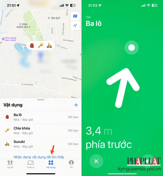 Dễ dàng định vị các vật dụng cá nhân như ba lô, chìa khóa, xe máy hay chống trộm ô tô bằng AirTag. Ảnh: MINH HOÀNG Dễ dàng định vị các vật dụng cá nhân như ba lô, chìa khóa, xe máy hay chống trộm ô tô bằng AirTag. Ảnh: MINH HOÀNG