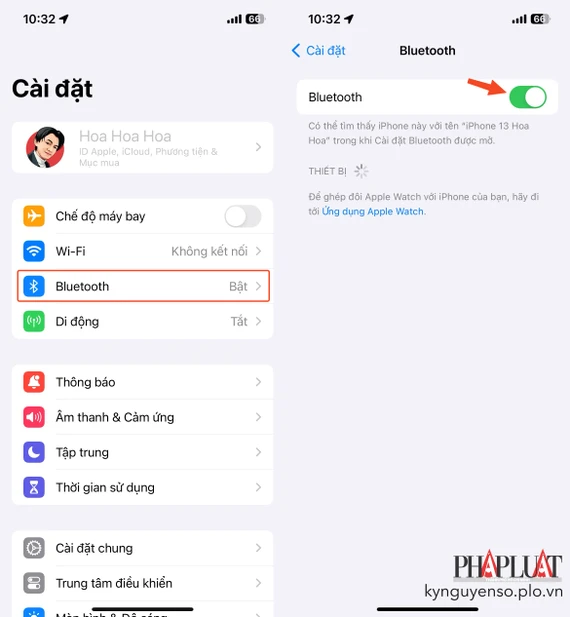 Tắt Bluetooth trên iPhone để hạn chế bị tấn công. Ảnh: TIỂU MINH Tắt Bluetooth trên iPhone để hạn chế bị tấn công. Ảnh: TIỂU MINH