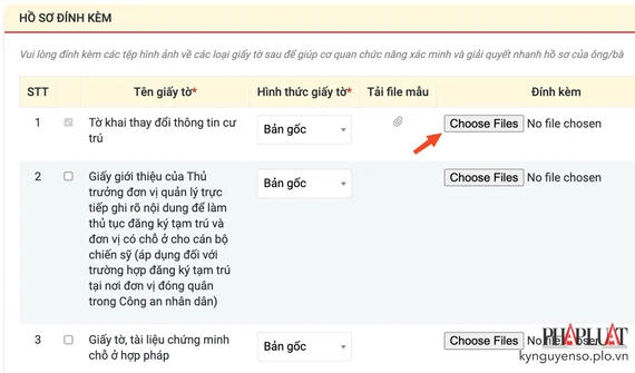 Đính kèm đầy đủ các giấy tờ cần thiết để đăng ký tạm trú. Ảnh: MINH HOÀNG Đính kèm đầy đủ các giấy tờ cần thiết để đăng ký tạm trú. Ảnh: MINH HOÀNG