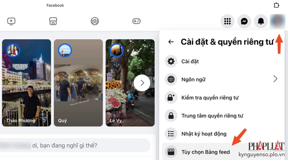 Truy cập vào phần cài đặt trên Facebook. Ảnh: MINH HOÀNG Truy cập vào phần cài đặt trên Facebook. Ảnh: MINH HOÀNG