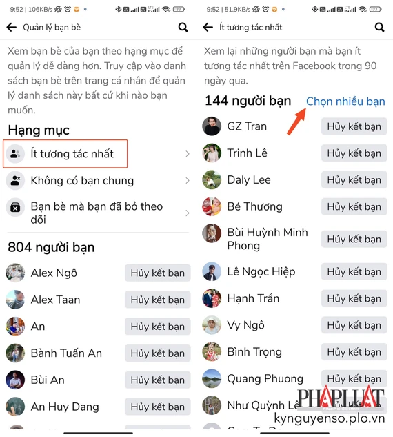 Xóa bạn bè ít tương tác trên Facebook hàng loạt. Ảnh: MINH HOÀNG Xóa bạn bè ít tương tác trên Facebook hàng loạt. Ảnh: MINH HOÀNG