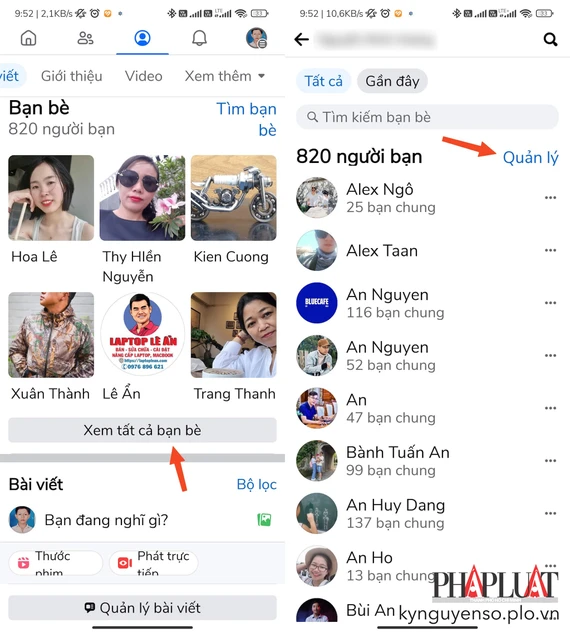 Truy cập vào phần quản lý danh sách bạn bè. Ảnh: MINH HOÀNG Truy cập vào phần quản lý danh sách bạn bè. Ảnh: MINH HOÀNG
