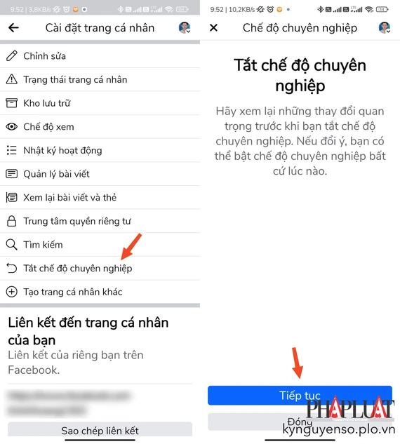Tắt chế độ chuyên nghiệp trên Facebook. Ảnh: MINH HOÀNG Tắt chế độ chuyên nghiệp trên Facebook. Ảnh: MINH HOÀNG