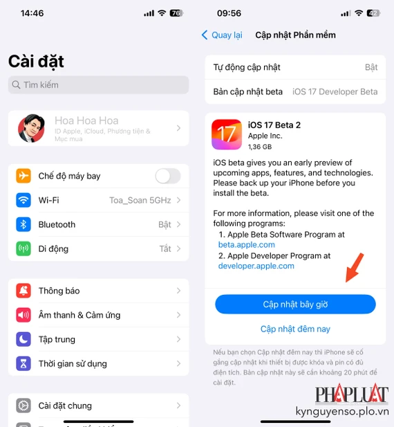 Cập nhật iOS có thể khắc phục việc iPhone bị nóng. Ảnh: TIỂU MINH Cập nhật iOS có thể khắc phục việc iPhone bị nóng. Ảnh: TIỂU MINH