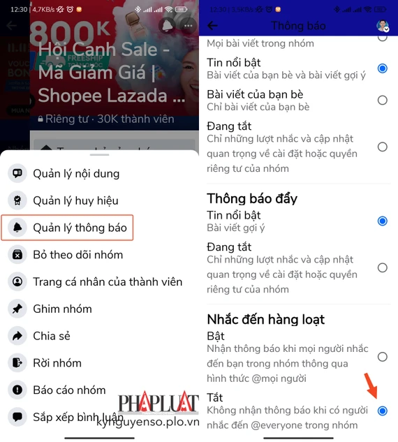 Tắt thông báo mọi người trên Facebook. Ảnh: MINH HOÀNG Tắt thông báo mọi người trên Facebook