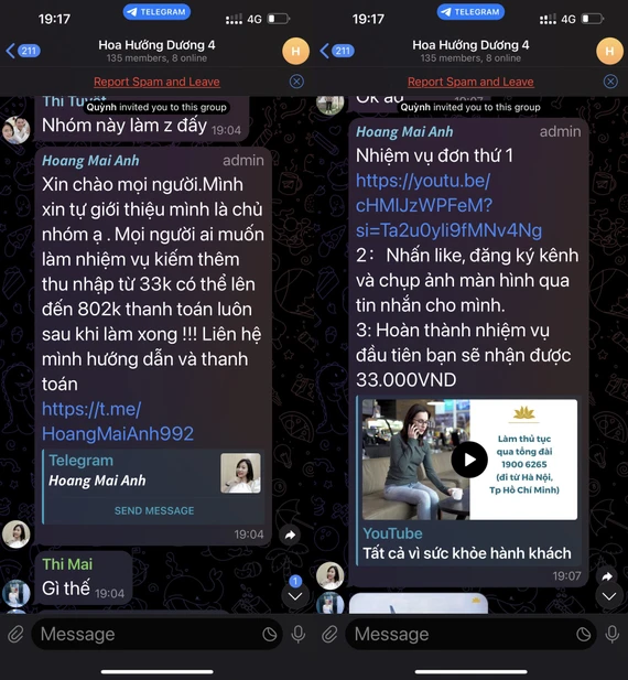 Lừa đảo rủ rê vào nhóm Telegram làm nhiệm vụ. Lừa đảo rủ rê vào nhóm Telegram làm nhiệm vụ.