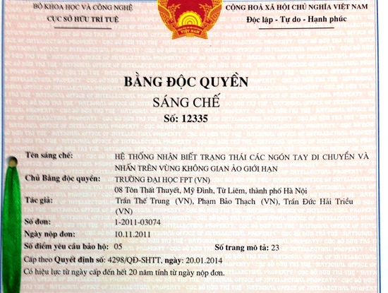 Công bố bằng sáng chế công nghệ đầu tiên của FPT ảnh 1 Công bố bằng sáng chế công nghệ đầu tiên của FPT ảnh 1