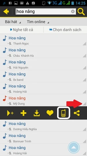 Imuzik, ứng dụng nhạc chờ Viettel: Khi thích cài nhạc chờ bài hát nào hãy bấm biểu tượng tam giác bên cạnh bài hát đó (mũi tên) rồi chọn biểu tượng điện thoại (khung trắng). ảnh 3 A3-Ung-dung-nhac-cho-Viettel-VinaPhone-Imuzik-Chacha-2014-08-14-14-25-16.jpg