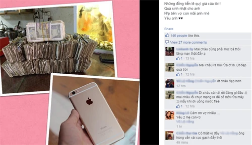 Chia sẻ của chị Hằng trên Facebook. mang-18-5-trieu-dong-tien-le-di-mua-iphone-6-plus-64-gb