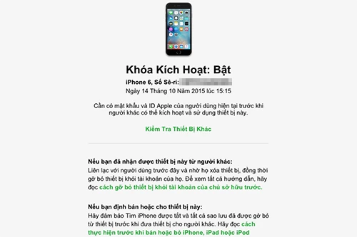 Trong hình kiểm tra, chiếc iPhone 6đã đăng nhập iCloud vàđang kích hoạt Find My iPhone. kiem-tra-icloud-luu-y-bat-buoc-khi-mua-iphone-cu-3
