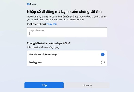 Nhập số điện thoại hoặc email cần kiểm tra. Ảnh: MINH HOÀNG