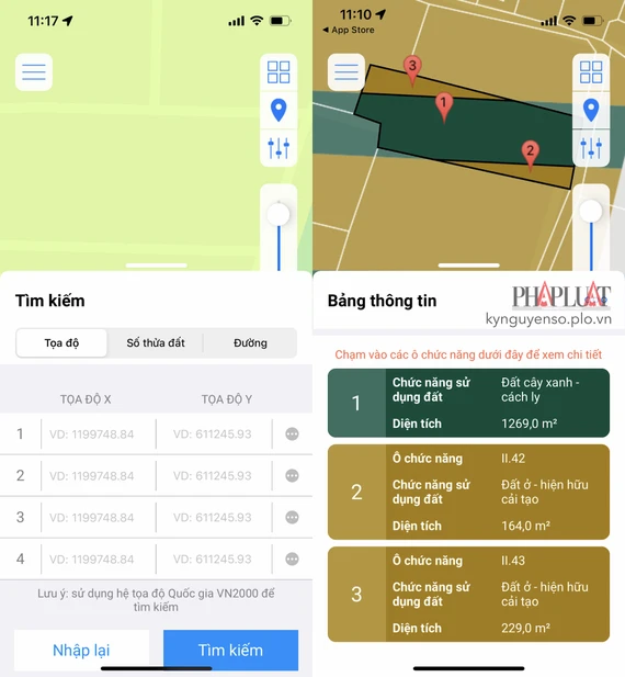 Kiểm tra thông tin quy hoạch, thửa đất online bằng cách nhập số tờ hoặc số thửa đất. Ảnh: MINH HOÀNG