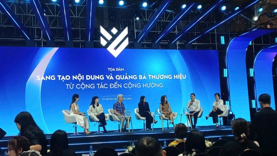 Ông Lê Quang Tự Do, Cục trưởng Cục Phát thanh - Truyền hình và Thông tin điện tử, trao đổi tại Hội thảo "Sáng tạo nội dung và quảng bá thương hiệu từ cộng tác đến cộng hưởng". Ảnh: Mộc Nhiên nhà sáng tạo nội dung số