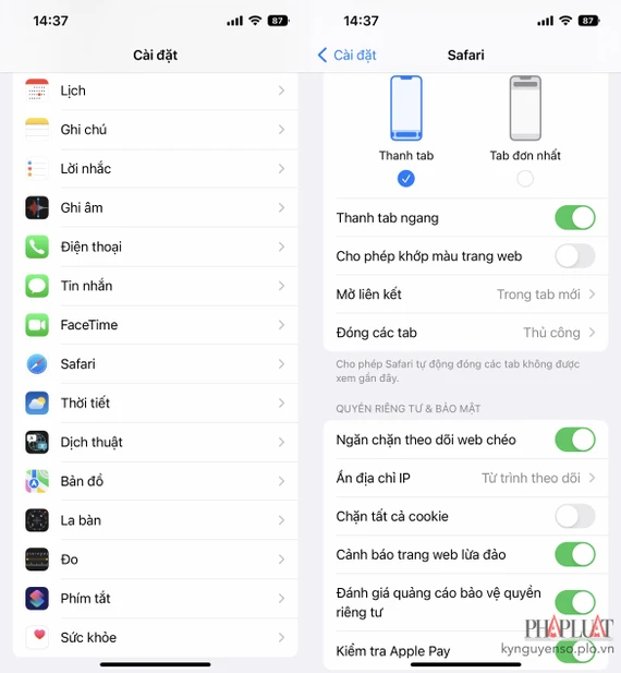 Các tùy chọn bảo vệ quyền riêng tư của người dùng. Ảnh: MINH HOÀNG
