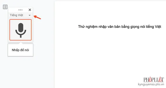 nhap-van-ban-bang-giong-noi-tieng-viet-tren-google-docs Lựa chọn ngôn ngữ cần sử dụng. Ảnh: MINH HOÀNG