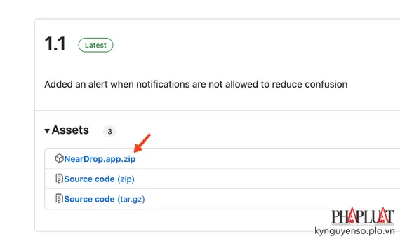 tai-ung-dung-neardrop-tren-github Tải ứng dụng NearDrop về MacBook. Ảnh: TIỂU MINH