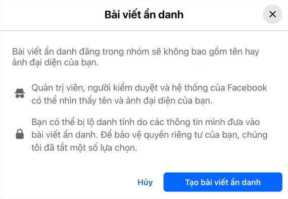 Đăng bài viết ẩn danh giúp bạn hạn chế bị lộ danh tính. Ảnh: MINH HOÀNG Đăng bài viết ẩn danh giúp bạn hạn chế bị lộ danh tính. Ảnh: MINH HOÀNG