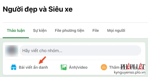 Tùy chọn đăng bài viết ẩn danh trên Facebook. Ảnh: MINH HOÀNG Tùy chọn đăng bài viết ẩn danh trên Facebook. Ảnh: MINH HOÀNG