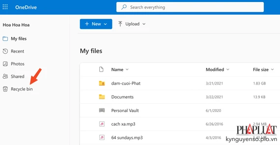 Tìm và khôi phục ảnh đã xóa trên OneDrive. Ảnh: TIỂU MINH Tìm và khôi phục ảnh đã xóa trên OneDrive. Ảnh: TIỂU MINH