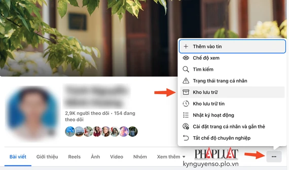 Truy cập vào phần lưu trữ các bài viết đã xóa trên Facebook. Ảnh: MINH HOÀNG Truy cập vào phần lưu trữ các bài viết đã xóa trên Facebook. Ảnh: MINH HOÀNG