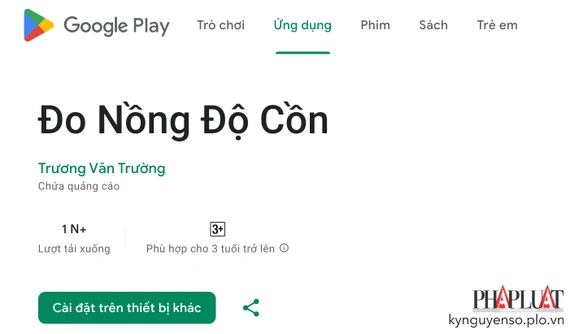 Ứng dụng ước tính nồng độ cồn trong máu. Ảnh: MINH HOÀNG Ứng dụng ước tính nồng độ cồn trong máu. Ảnh: MINH HOÀNG