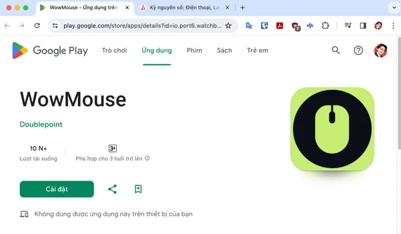 Hiện tại ứng dụng WowMouse đã có sẵn trên cửa hàng Google Play. Ảnh: TIỂU MINH Hiện tại ứng dụng WowMouse đã có sẵn trên cửa hàng Google Play. Ảnh: TIỂU MINH
