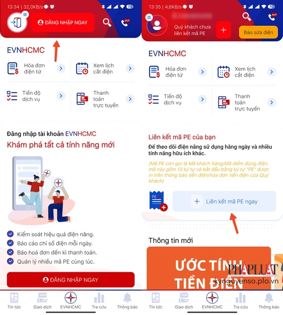 Tạo tài khoản và liên kết mã khách hàng theo hướng dẫn. Ảnh: MINH HOÀNG Tạo tài khoản và liên kết mã khách hàng theo hướng dẫn. Ảnh: MINH HOÀNG