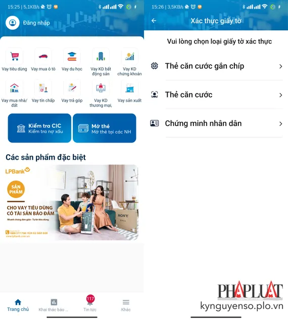 Đăng ký tài khoản trên ứng dụng CIC. Ảnh: TIỂU MINH Đăng ký tài khoản trên ứng dụng CIC. Ảnh: TIỂU MINH