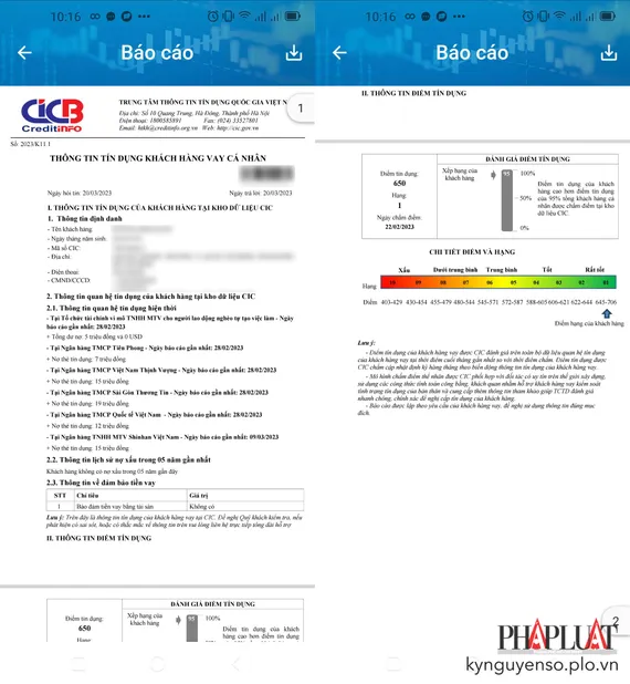 Cách tra cứu nợ xấu, lịch sử tín dụng thông qua ứng dụng CIC. Ảnh: TIỂU MINH Cách tra cứu nợ xấu, lịch sử tín dụng thông qua ứng dụng CIC. Ảnh: TIỂU MINH