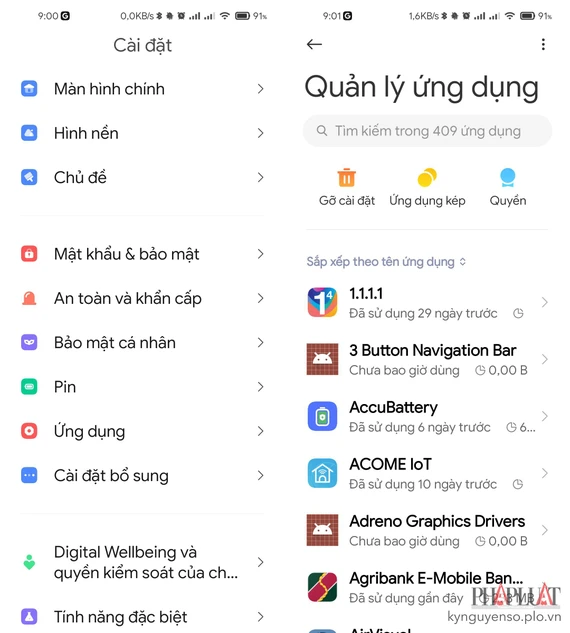 Gỡ cài đặt các ứng dụng Android độc hại trên điện thoại. Ảnh: TIỂU MINH Gỡ cài đặt các ứng dụng Android độc hại trên điện thoại. Ảnh: TIỂU MINH