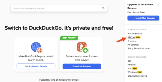 DuckDuckGo ra mắt công cụ AI Chat riêng tư. Ảnh: TIỂU MINH DuckDuckGo ra mắt công cụ AI Chat riêng tư. Ảnh: TIỂU MINH