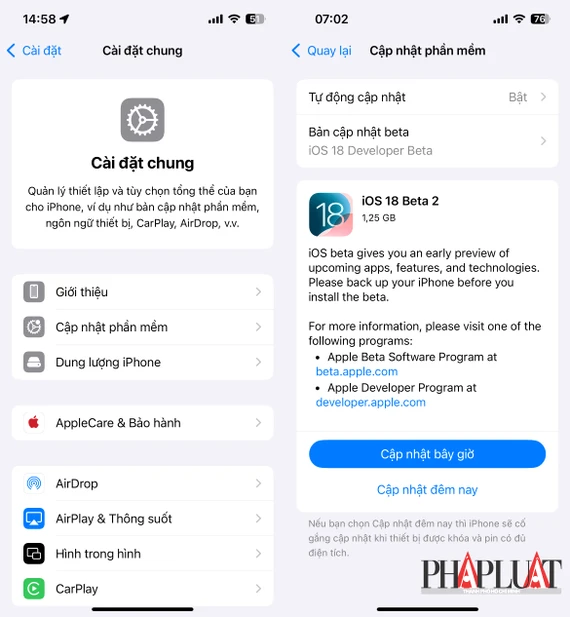 Cập nhật iPhone và máy Mac lên phiên bản mới nhất. Ảnh: MINH HOÀNG Cập nhật iPhone và máy Mac lên phiên bản mới nhất. Ảnh: MINH HOÀNG