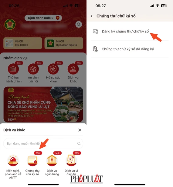 Chọn dịch vụ Chứng thư chữ ký số. Ảnh: MINH HOÀNG Chọn dịch vụ Chứng thư chữ ký số. Ảnh: MINH HOÀNG