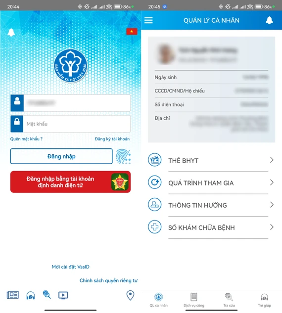 Đăng nhập ứng dụng VssID bằng tài khoản VNeID. Ảnh: MINH HOÀNG Đăng nhập ứng dụng VssID bằng tài khoản VNeID. Ảnh: MINH HOÀNG