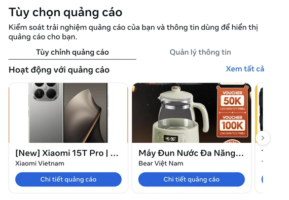 Tùy chỉnh các quảng cáo hiển thị trên Facebook. Ảnh: TIỂU MINH