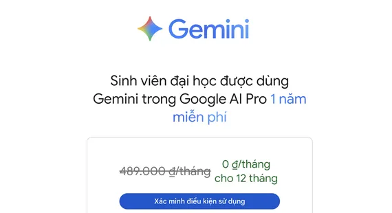 Google tặng 1 năm sử dụng miễn phí Gemini Pro và 2 TB dung lượng lưu trữ đám mây cho sinh viên đại học. Ảnh: TIỂU MINH Google tặng 1 năm sử dụng miễn phí Gemini Pro và 2 TB dung lượng lưu trữ đám mây cho sinh viên đại học. Ảnh: TIỂU MINH