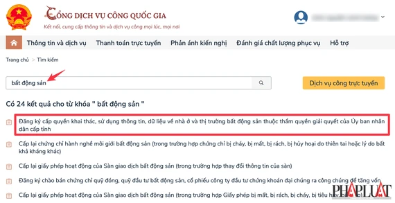 Chọn thủ tục tra cứu thông tin tương ứng. Ảnh: MINH HOÀNG
