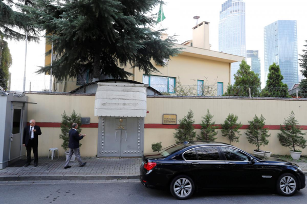 Lãnh sự quán Saudi Arabia ở Istanbul (Thổ Nhĩ Kỳ) ngày 10-10. Ảnh: REUTERS