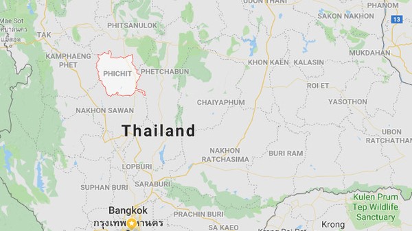 Tỉnh Phichit (trong vòng tròn đỏ) ở phía bắc Bangkok, nơi đang có những hoạt động quân sự bất thường trước tin đồn có thể có đảo chính. Ảnh: GOOGLE
