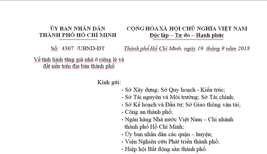 TP HCM chỉ đạo công an khẩn trương chặn đầu cơ, thổi giá nhà đất - Ảnh 1. TP HCM chỉ đạo công an khẩn trương chặn đầu cơ, thổi giá nhà đất - Ảnh 1.