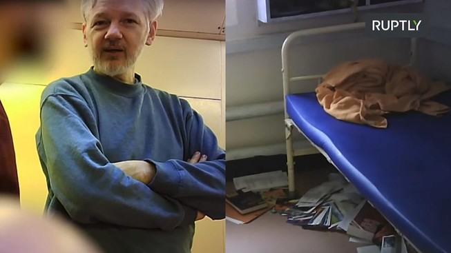 Lộ video ông chủ Wikileaks trong nhà tù Belmarsh