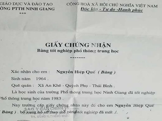 Nguyên trưởng phòng KT hạ tầng dùng bằng cấp không hợp pháp