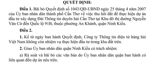 Cần Thơ: Xóa một dự án 12 năm ở quận Ninh Kiều
