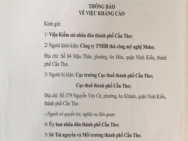 Cục Thuế kháng cáo vụ bị tòa xử thua doanh nghiệp