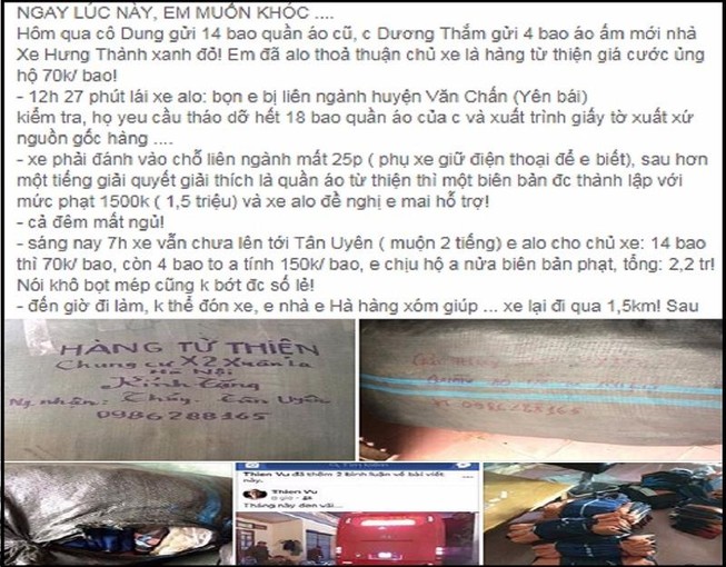 Thực hư xe chở quần áo từ thiện lên Yên Bái bị xử phạt
