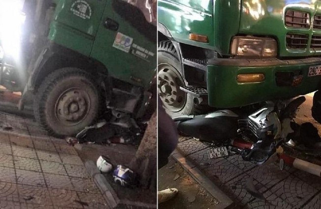 Xe chở rác tông hàng loạt xe, 2 người bị thương nặng